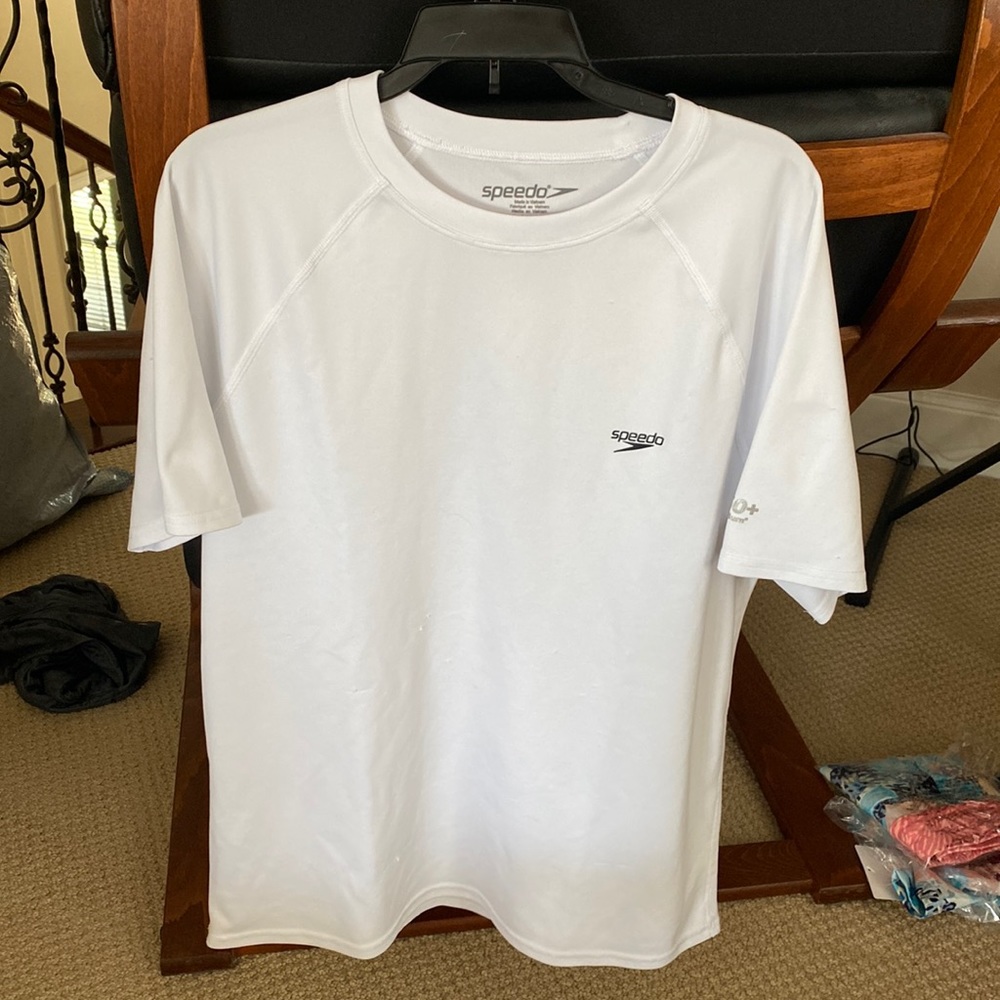 Speedo mens swim shirt, small, pilling to back